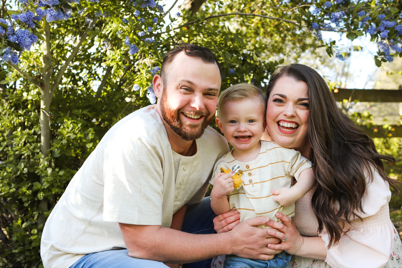 Young family smiling together